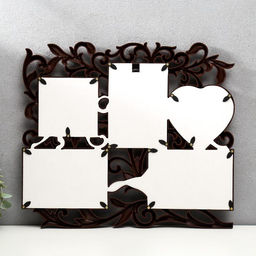 Фоторамка - коллаж на 5 фото С сердцем, орех, (пластиковый экран)