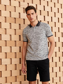Polo Yaka K?sa Kollu Desenli Pike Erkek Ti??rt