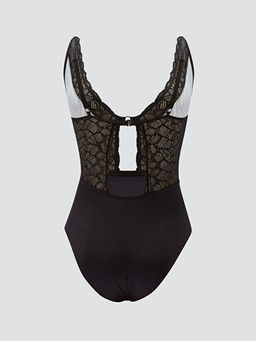 V Yaka Dantelli Bodysuit