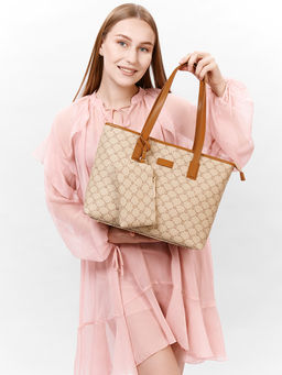 LACCOMA сумка A567-мишки бежевый эко кожа хлопок