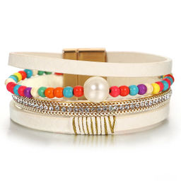 Браслет, жемчуг swarovski , кожа , сталь, ALBW159