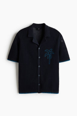 Camisa resort en punto calado Relaxed Fit
