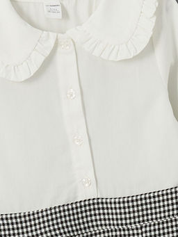 Pamuklu Ekose Desenli K?z ?ocuk Elbise