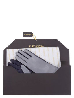 Перчатки женские ш+каш. TOUCH F-IS0065 grey/d.blue - Eleganzza фото 6