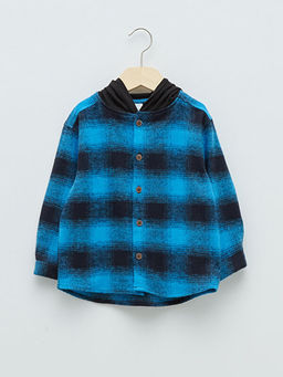 Kap??onlu Uzun Kollu Ekose Desenli Pamuklu Erkek Bebek Oduncu G?mlek