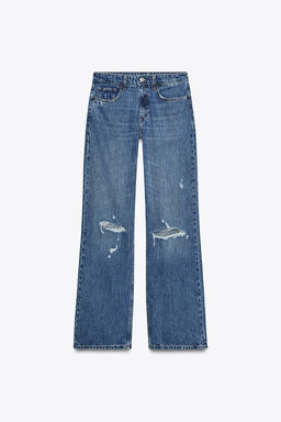 TRF RIPPED WIDE-LEG MID-WAIST JEANS - Zara фото 5