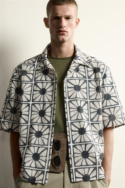 CAMISA RELAXED FIT ESTAMPADO MOSAICO / Blanco - Zara фото 5