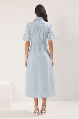 TRENDYOLMILLA Mavi Kusakl? Midi Denim Gomlek Elbise TWOSS25EL00748  фото 4