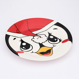 Тарелка плоская новогодняя Пингвиненок, d=20 см - Дорого внимание фото 2