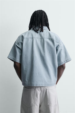 POLO BOXY FIT LAVADO RAYAS / Azul claro - Zara фото 3