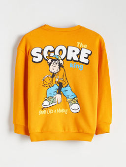 Bisiklet Yaka Nostaljik Maymun Bask?l? Erkek ?ocuk Sweatshirt