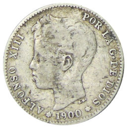 1 песета 1900 года Испания