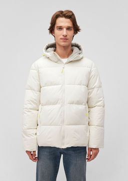 Kapusonlu Beyaz Sisme Mont - Mavi фото 4