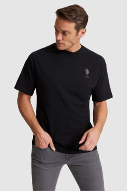 Erkek Siyah Comfort Fit Bisiklet Yaka Basic Ti__rt