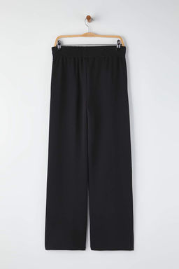 Siyah Beli Kal?n Lastikli Bagc?kl? Straight/Duz Kesim Orme Pantolon TWOAW26PL00100 - Trendyolmilla фото 3