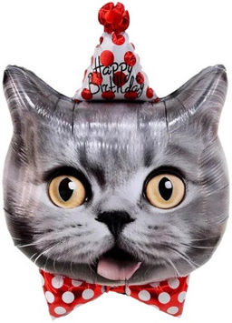 Цена за 2 шт. Воздушный шар фольгированный 29" "Котенок в колпачке"