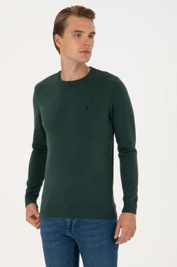 Erkek Slim Fit Bisiklet Yaka Koyu Ye_il Basic Kazak - U.s. polo assn фото 3