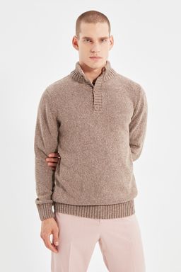 TRENDYOL MAN Vizon Casual Slim Fit Yunlu Yar?m Bal?kc? Dugmeli Triko Kazak TMNAW21KZ0394 - Trendyolmilla фото 9