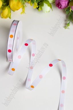 Лента репсовая 1 см*20 ярд "Разноцветный горох №3" SF-1725