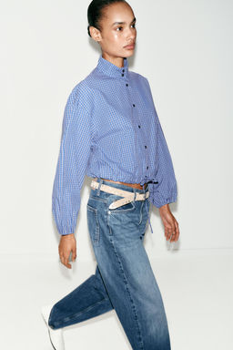 CAMISA CUADROS GLOBO / Azul?n - Zara фото 4