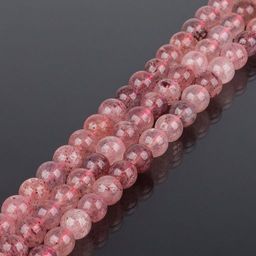 Бусины для украшений из Клубничного кварца (46 бусин) 39 см