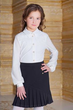 Молочная школьная блуза Mooriposh, модель 0653 фото 3