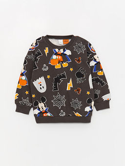 Bisiklet Yaka Uzun Kollu Mickey Mouse Bask?l? Erkek Bebek Sweatshirt ve E?ofman Alt 2li Tak?m - Waikiki фото 2