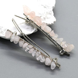Заколка для волос с натуральным розовым кварцем 6,5*0,8*1,3см