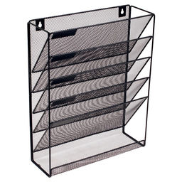 Лоток для бумаг настенный, 5 отделений, чёрный