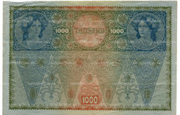 Банкнота 1000 крон 1902 года Австрия  надпечатка