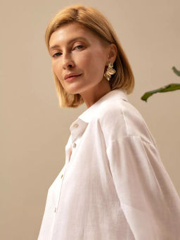 Рубашка женская Лён Белый - Modamica фото 11