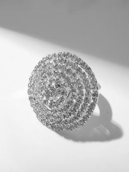 Кольцо «Лёд» круг, цвет белый в серебре, безразмерное