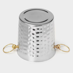 Ведро для льда «Чеканный», 5.2 л, 25×20×20.5 см, нержавеющая сталь, золотые ручки