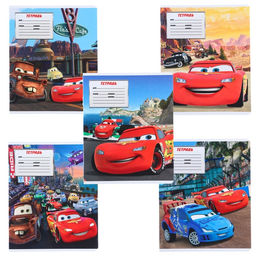 Цена за 20 шт. Тетрадь в косую линейку 12 листов, 5 видов МИКС, обложка мелованный картон, «Тачки»