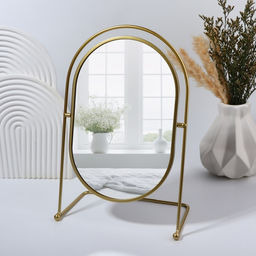 Зеркало настольное «PREMIUM MIRROR», зеркальная поверхность 17,5 × 26,5 см, цвет золотой