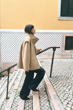CROPPED WOOL COAT WITH HIGH NECK - Zara фото 6