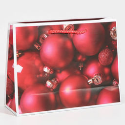 Цена за 2 шт. Пакет подарочный новогодний ламинированный «Шары», MS 23 х 18 х 8 см