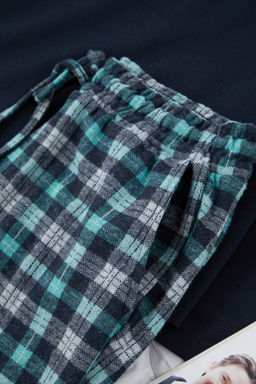 Lacivert Regular Ekose / Kareli Homewear Pijama Tak?m? TMNAW26PT00022