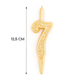 Цена за 2 шт. Свеча для торта цифра «Золотой узор», 10.2 см, цифра 7