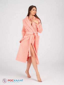 Женский махровый халат с шалькой светло-коралловый МЗ-02 (6)