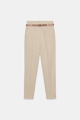 PANTAL?N TIRO ALTO CINTUR?N / Camel claro - Zara фото 7
