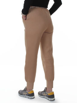 2611 BEIGE Штаны утепленные спортивные женские (85% хлопок, 10% полиэстер, 5% спандекс)