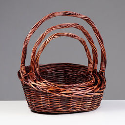 Корзина плетёная для хранения, ива, овальная, тёмная, набор 3 шт.