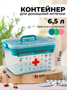 Контейнер для аптечки 6,5л 310*200*180 с вкладышем
