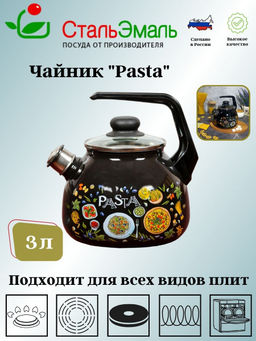 Чайник для плиты 3,0л 4с209я Паста/Паста черн