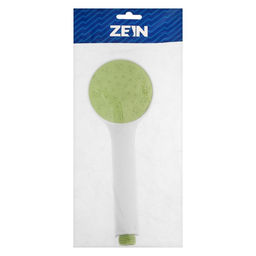 Лейка для душа ZEIN Z0207, 1 режим, пластик, белая, с, зелёная, вставка