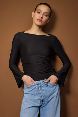 Siyah-Ekru Fitted/Vucuda Oturan 2li Paket Orme Bluz TWOAW26BZ00350 - Trendyolmilla фото 2