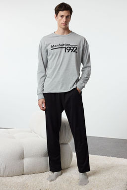TRENDYOL MAN Erkek Yesil Regular Fit Bask?l? Orme %100 Pamuk Pijama Tak?m? TMNAW25PT00008 - Trendyolmilla фото 2