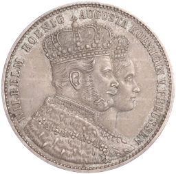 1 талер 1861 года A Пруссия Коронация Вильгельма I и Августы