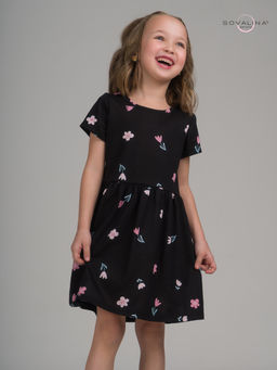 Платье Лето тюльпаны на черном